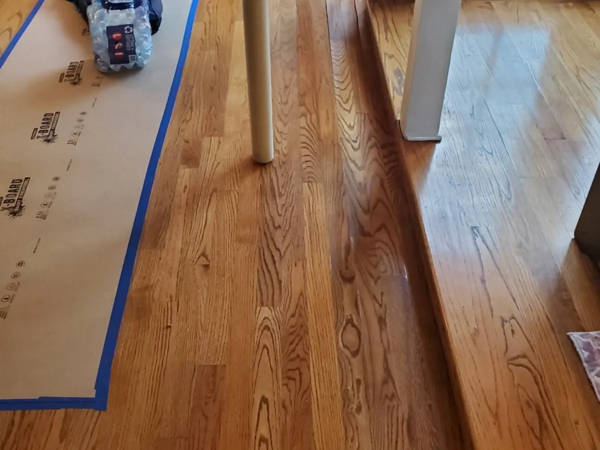 Floor refinishing in progress