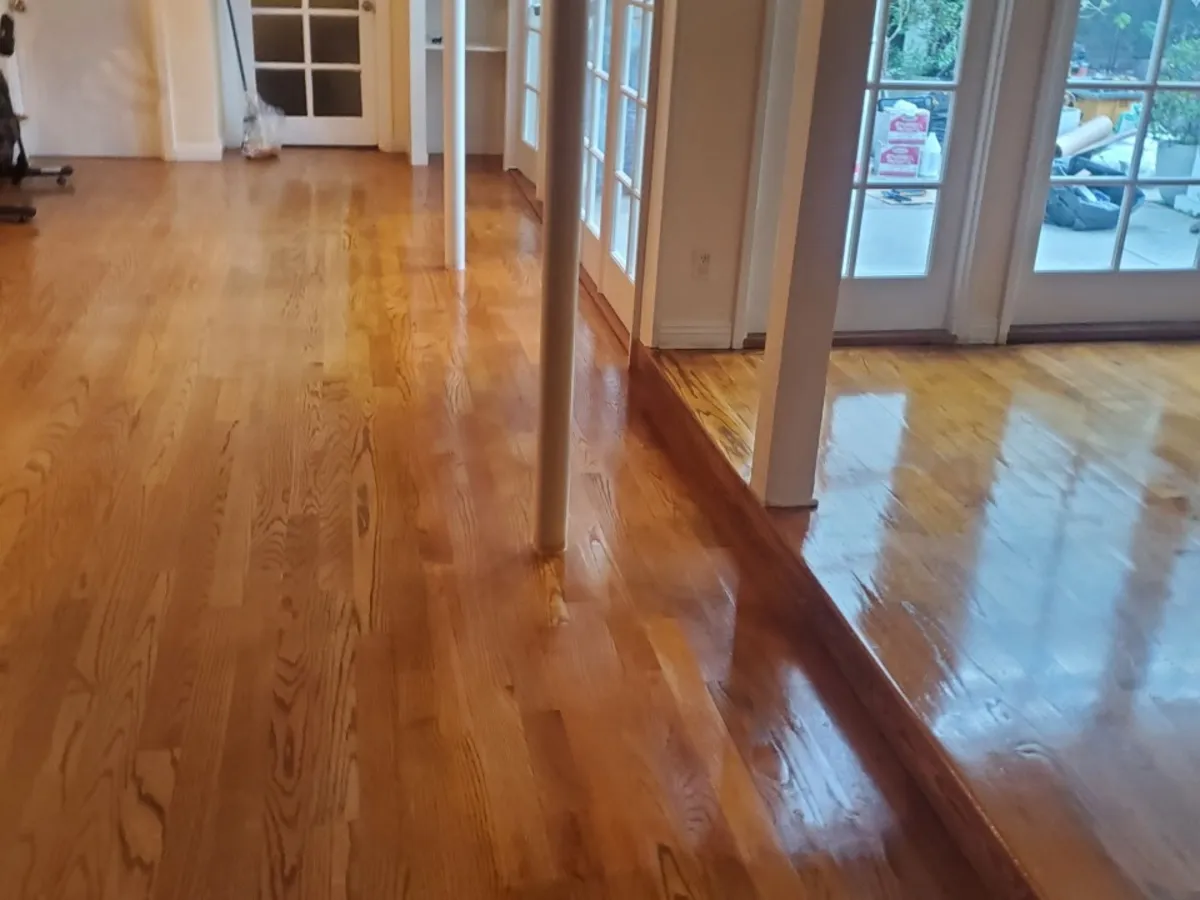 Refinished hardwood, finished coat
